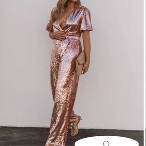 Vici Sequin Rose gold Jumpsuit